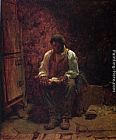 Eastman Johnson Famous Paintings - The Chimney Corner